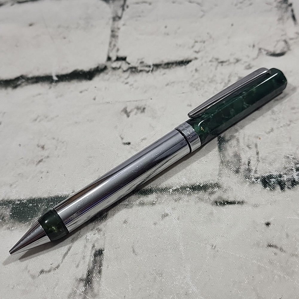 Vintage Pierre Cardin Mechanical Pencil Chrome And Green‎ Drafting Pencil